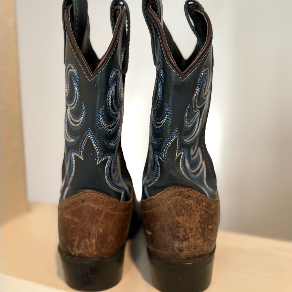 Cody James Brown Blue Leather Cowboy Boots Youth Size 1Y - Picture 9 of 9